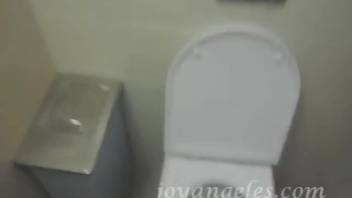 Helen poops in the bathroom