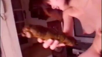 Massive poop Asian chick defecating